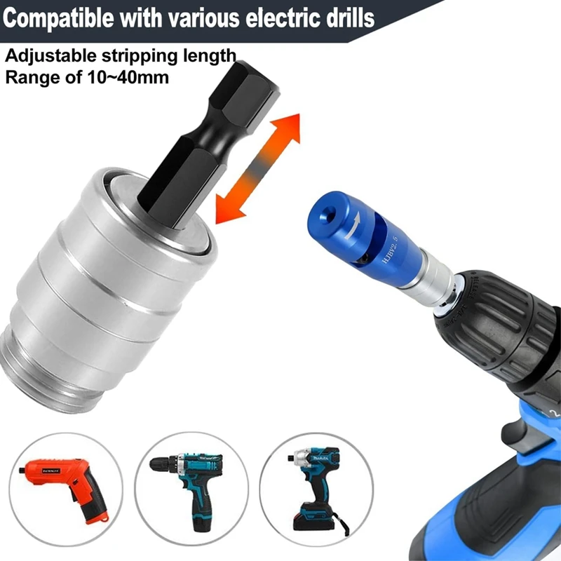 Imagem -03 - Stripper Fio Elétrico Portátil e Twister Wire Crimping Tool Durable Power Drill em 1