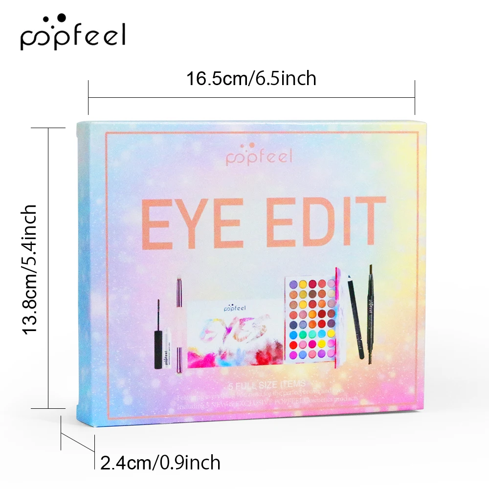 POPFEEL Mini Eye Makeup Set 40 Color Eyeshadow Lash Lift Mascara Black Eyeliner Makeup Set Box