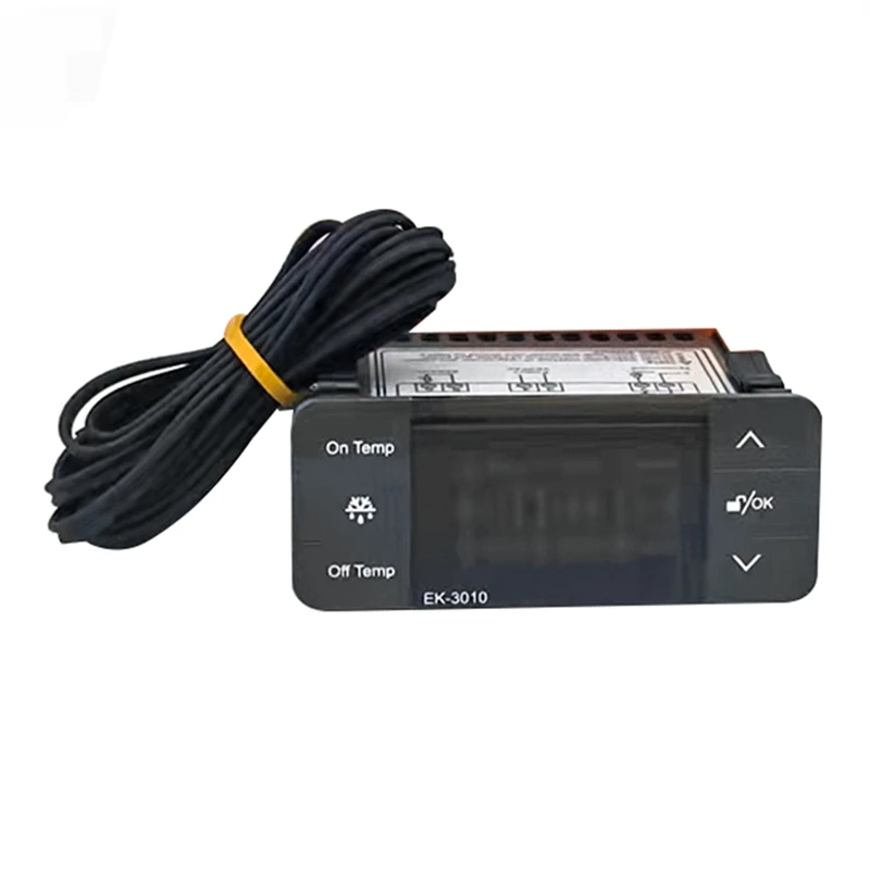 Termostato con controlador de temperatura, Sensor de 220V con sonda para congelador de almacenamiento en frío, color negro, EK-3010