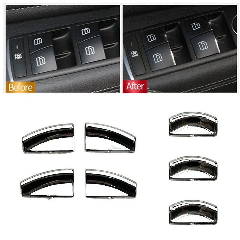 7pcs/Set ABS Chrome Car-Window Lift Button Stickers With Automotive Adhesive Tape For Mercedes A B CLA GLA Class W176 W246 C117