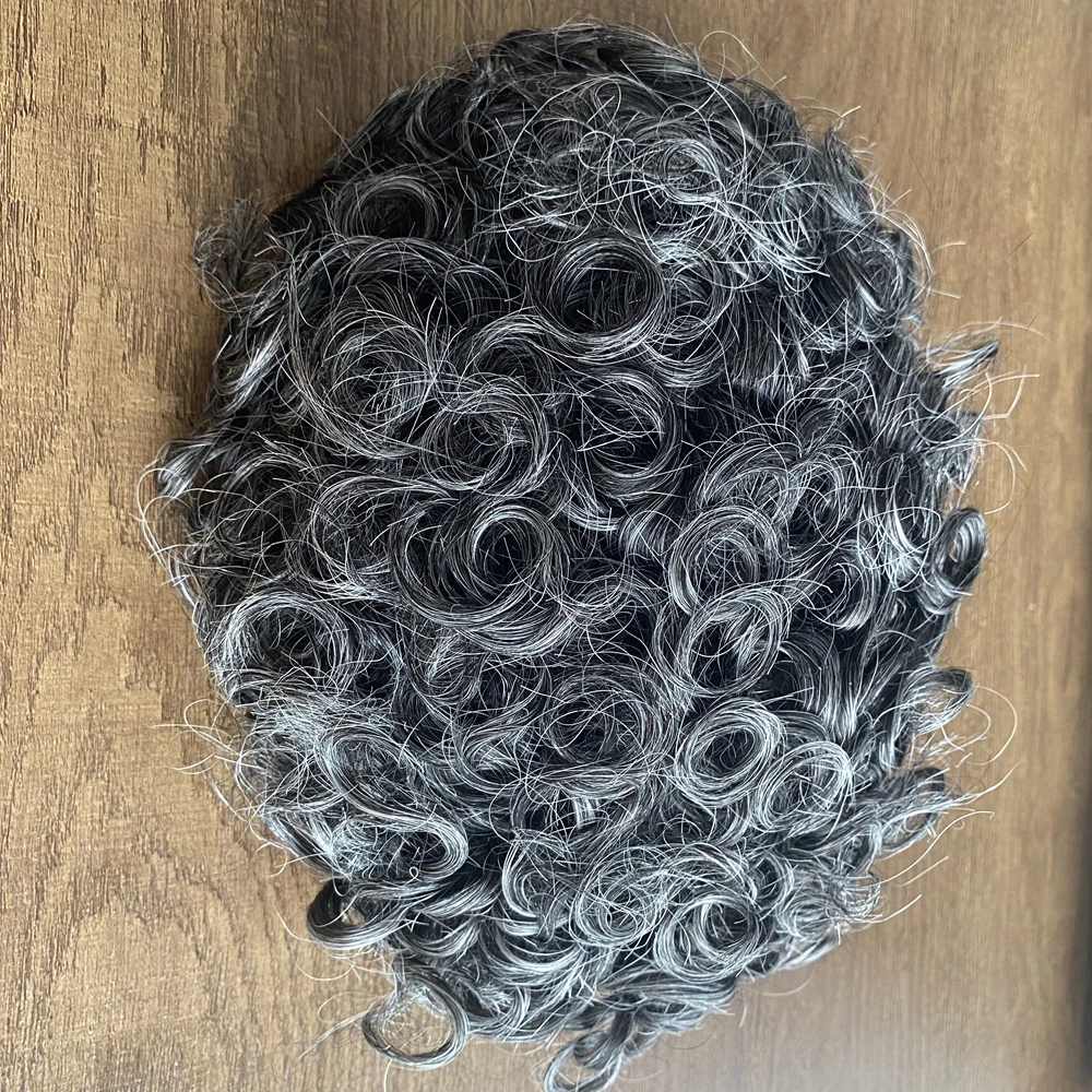 حقيقي السويسري الدانتيل غير قابل للاكتشاف بولي محيط محيط الشعر البشري 18 مللي متر قاعدة أسترالية الرجال الباروكات الشعر الاصطناعية 1B30 أسود رمادي قطع الشعر