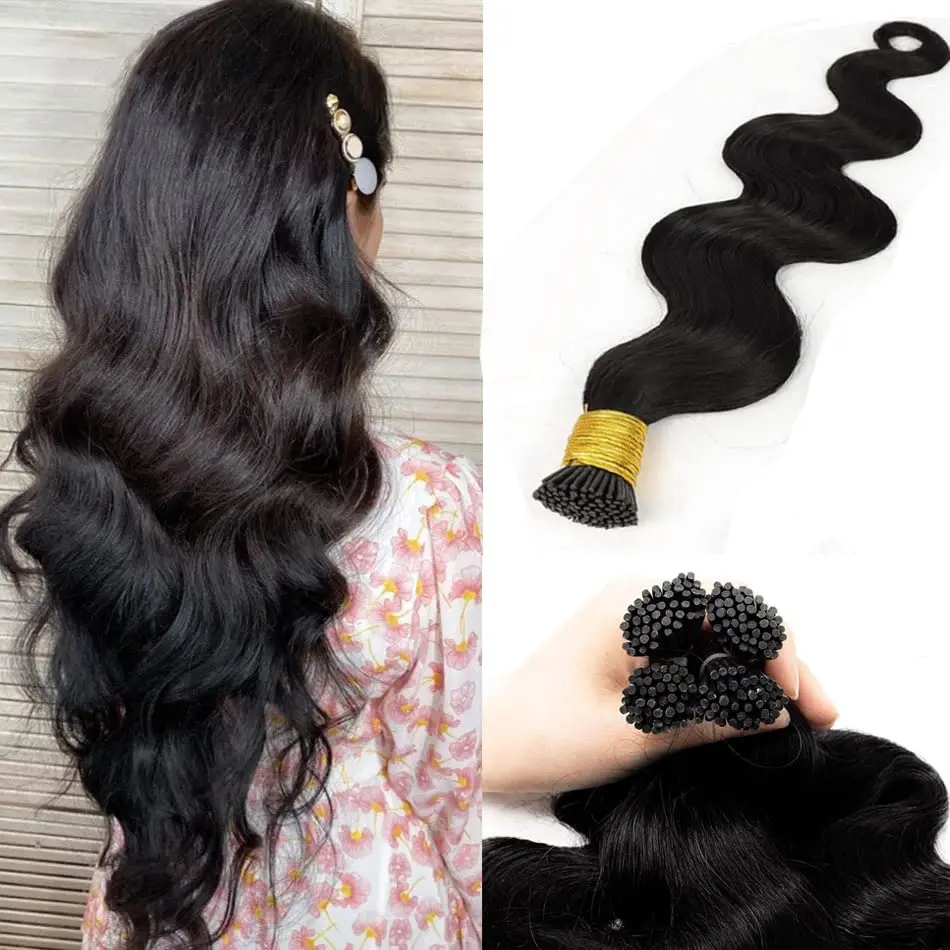 I Tips Body Wave #1B Natural Black Brazilian Extensions Human Hair Extensions 50pcs/pack Real Hair Extensions 14