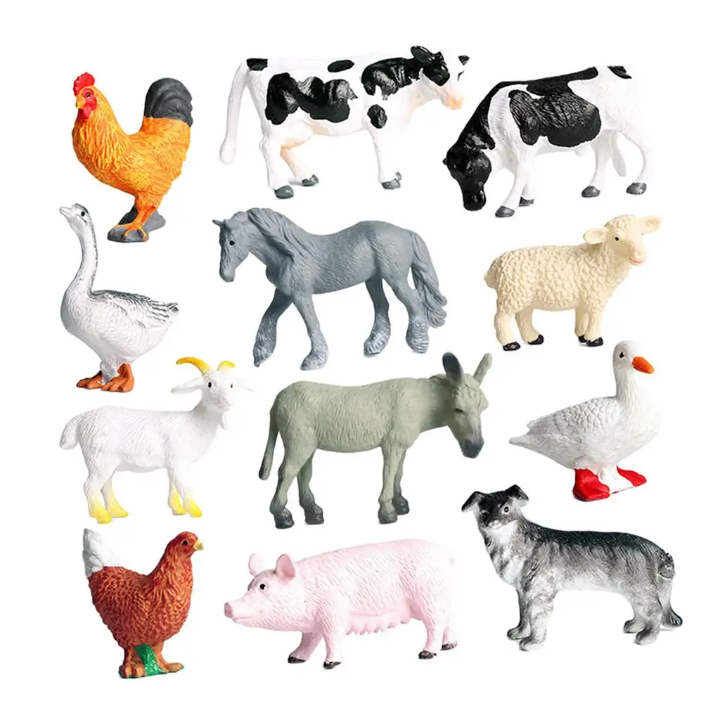 Plastic Farm Animals Miniatures Set Children Educational Toys for Learning Games and Play