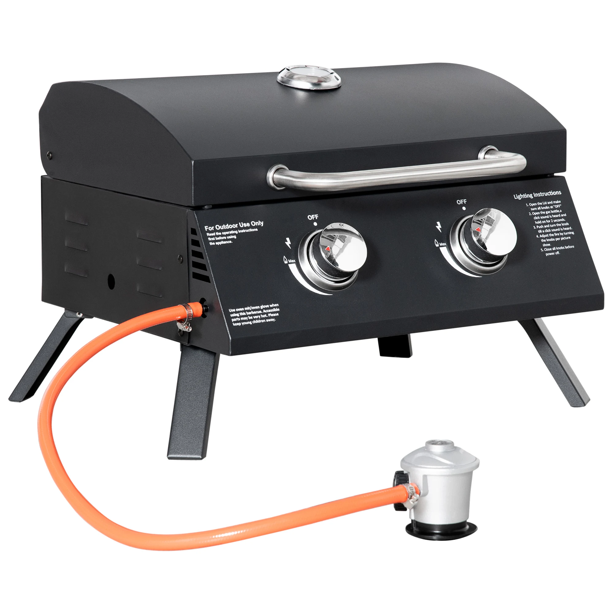 Outsunny folding Gas table barbecue with 2 burners top and BBQ grills