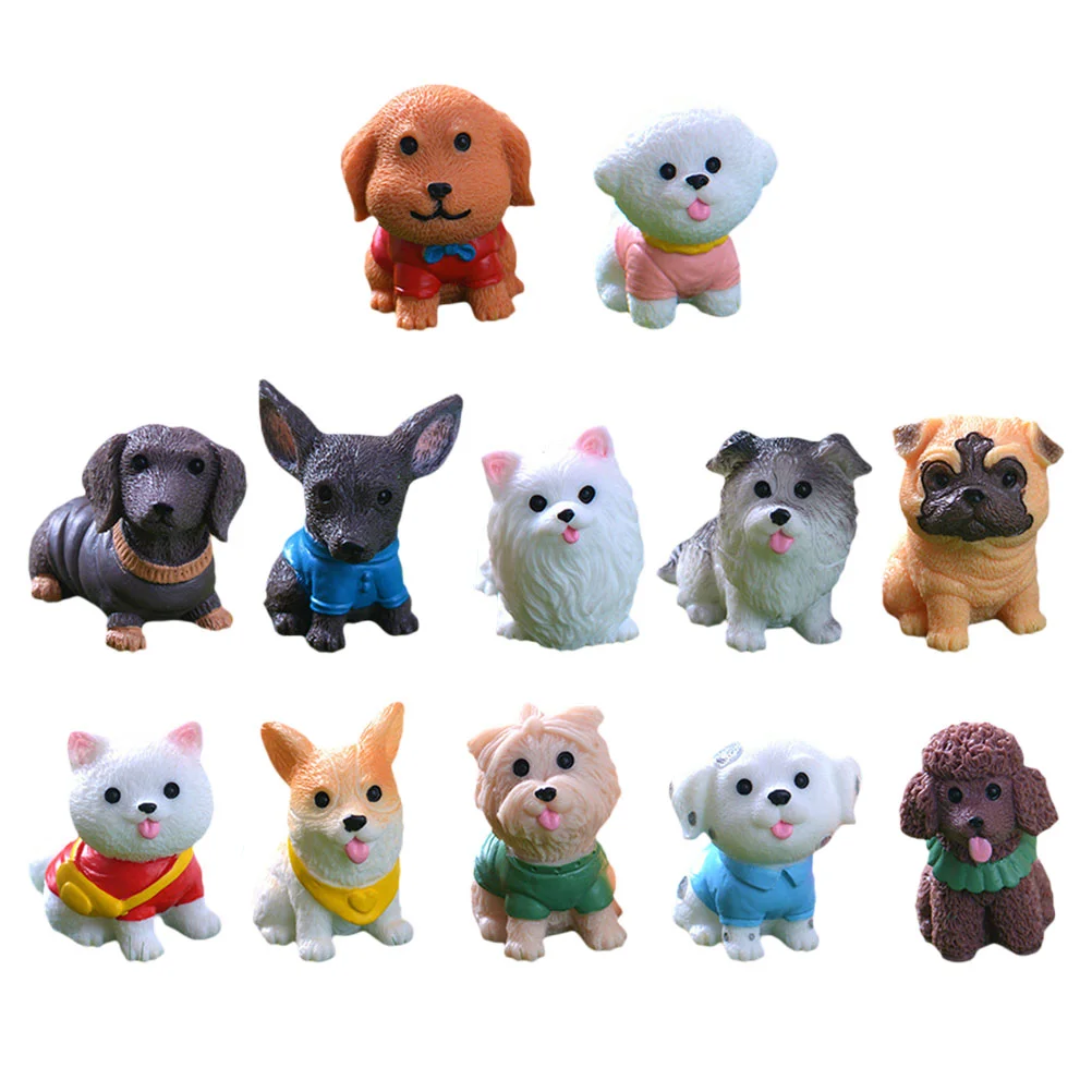 

12 Pcs Micro Landscape Puppy Tiny Decor Dog Statue Home Figurines Animal Small Table Ornaments Miniature