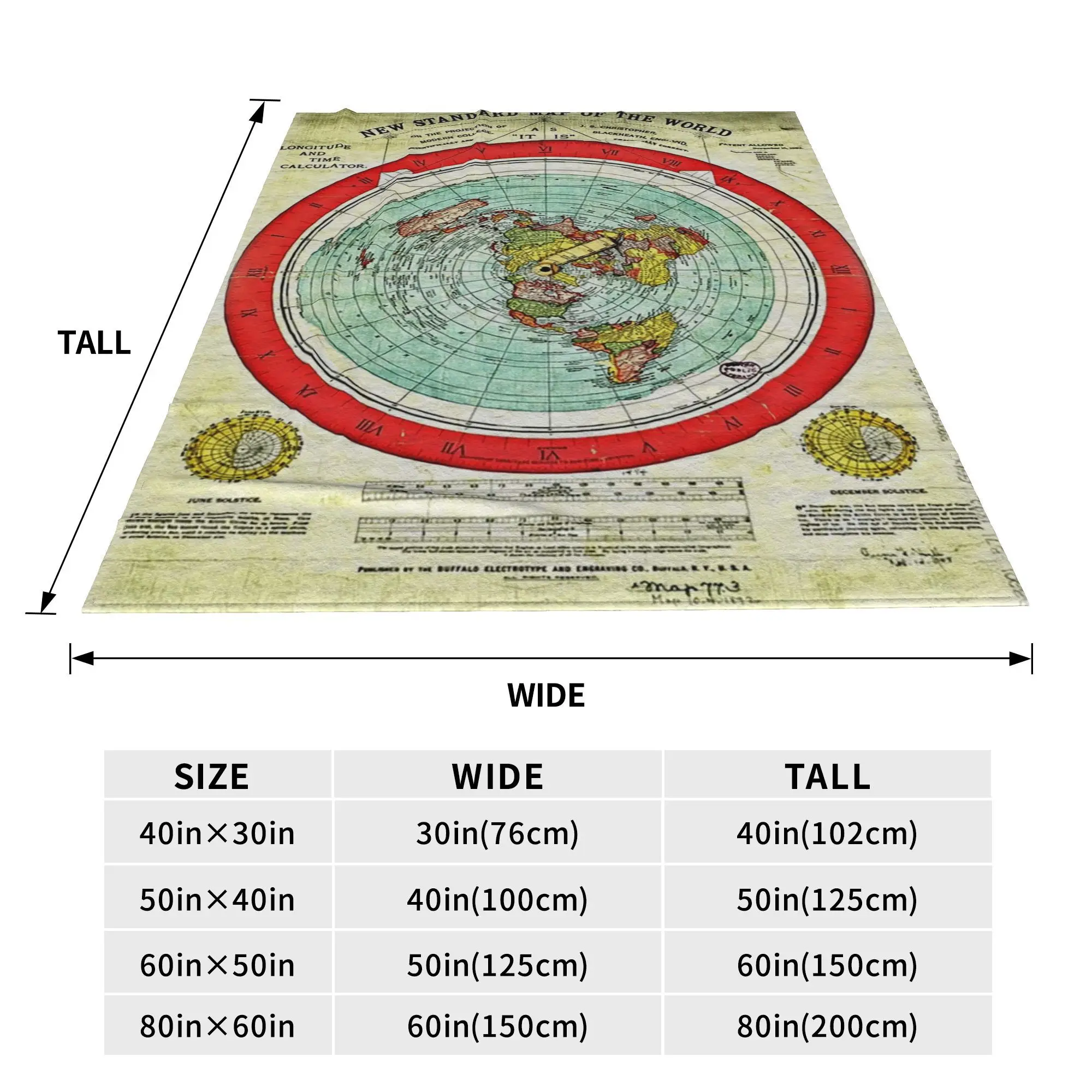Gleason 1892 Flat Earth Map Research Flat Eart Blanket Soft Warm Flannel Throw Blanket Plush for Bed Living room Travel Home