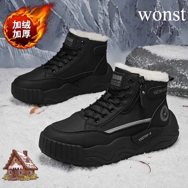 

Зимняя хлопковая обувь, плюшевые теплые зимние сапоги, уличные морозостойкие студенческие хлопковые сапоги, модные повседневные туфли на толстой подошве