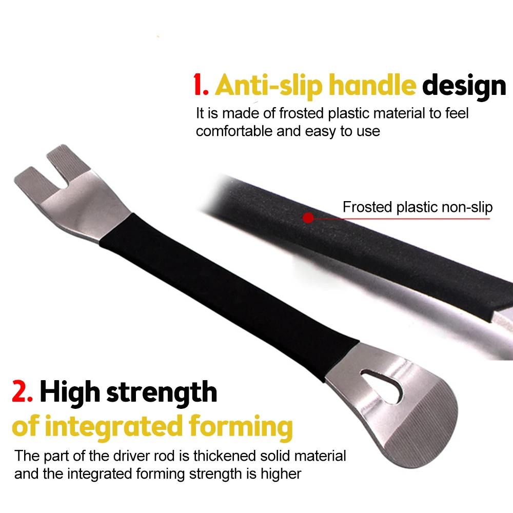 1pc outil de démontage de garniture de voiture en acier inoxydable durable à deux extrémités garniture démontage horizontal outil de levier panneau