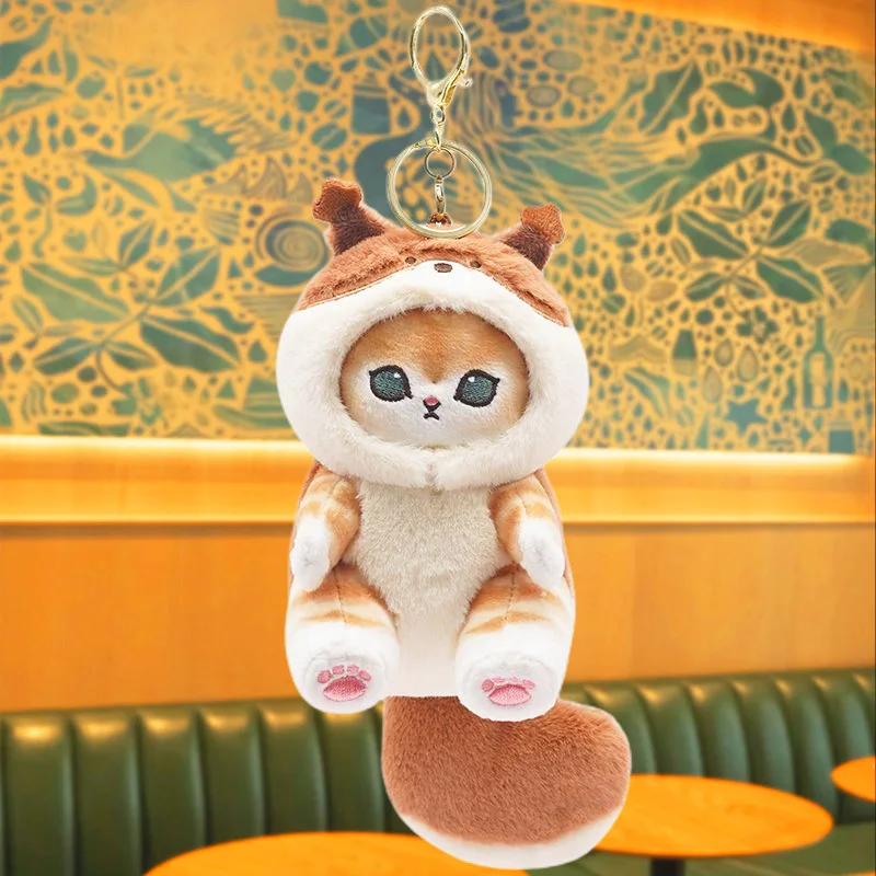 Hot Mofusand 12 cm peluche portachiavi ciondolo borsa ciondolo cartone animato simpatico cartone animato piccolo procione scoiattolo panda peluche bambola divano ornamento