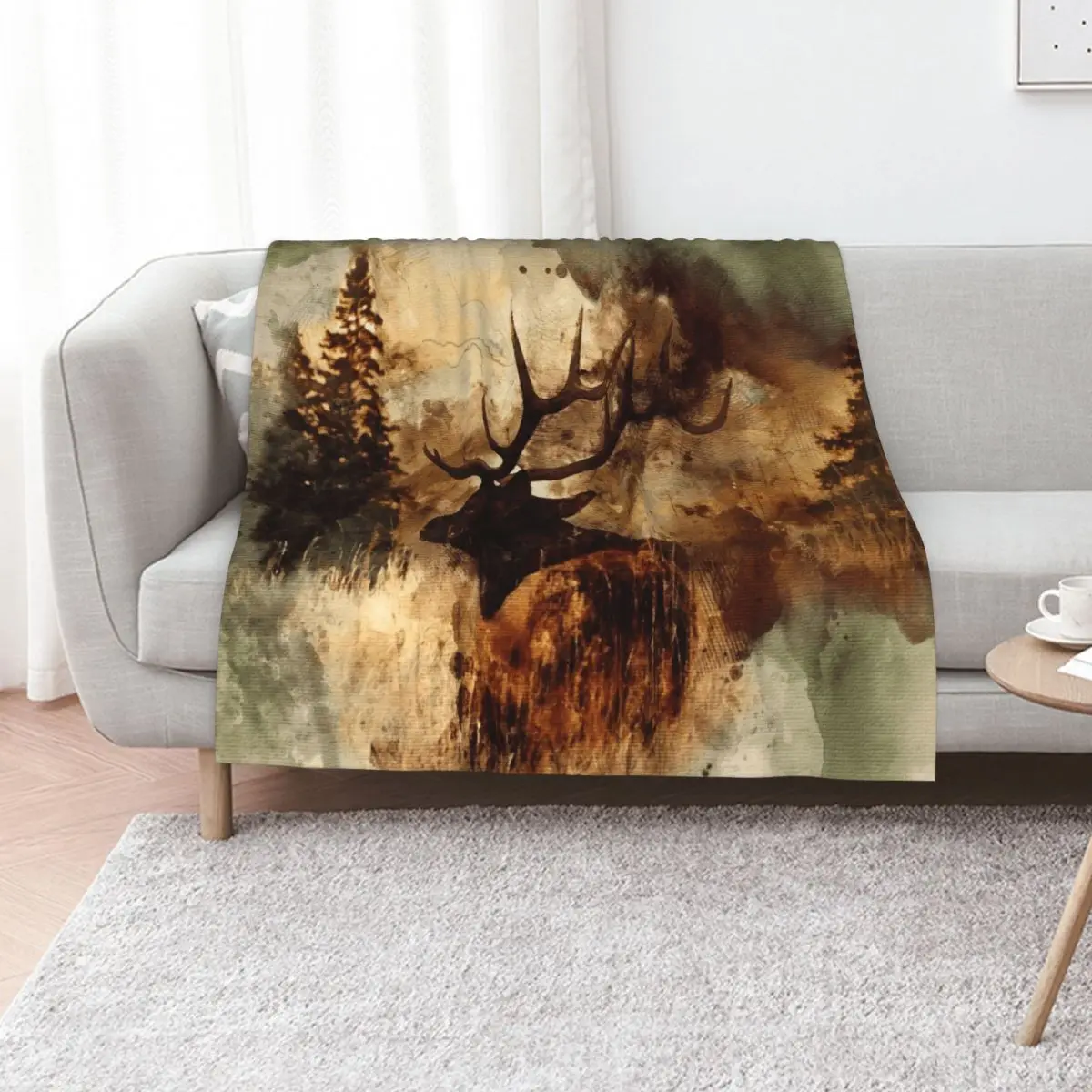 

Elk Throw Blanket for sofa Picnic valentine gift ideas Large Blankets