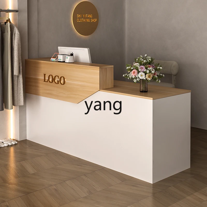 CX checkout page simple modern small front desk table locker milk tea shop reception desk