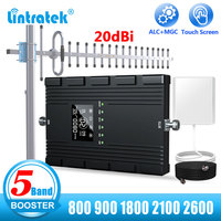 Lintratek 5 Band Signal Repeater B20 800 900 1800 2100 2600 MHz LTE GSM 2G 3G 4G Cellular Amplifier 20DB Antenna Set for Europe