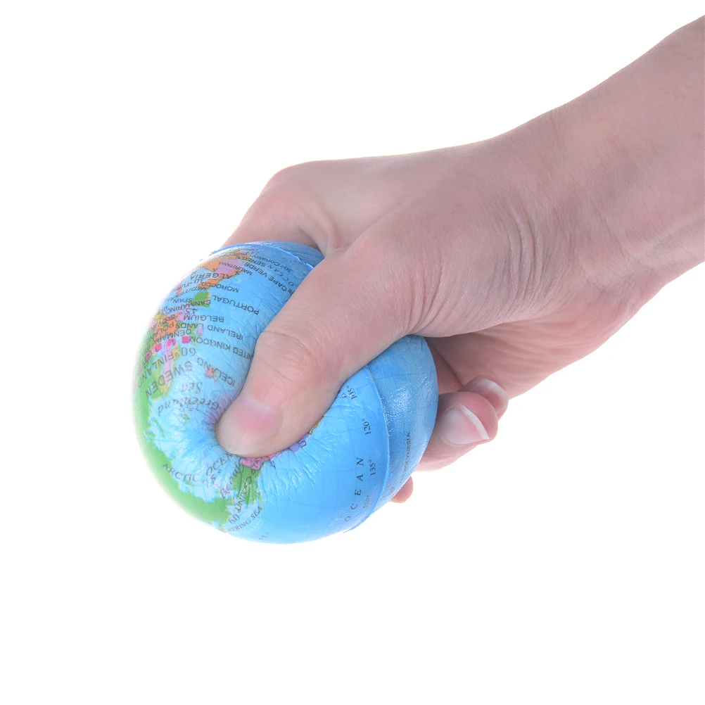 7.6 CM Stress Relief World Map Foam Ball TOY Palm Ball Planet Earth Ball PU Rubber Ball Best Educational Toys for Students