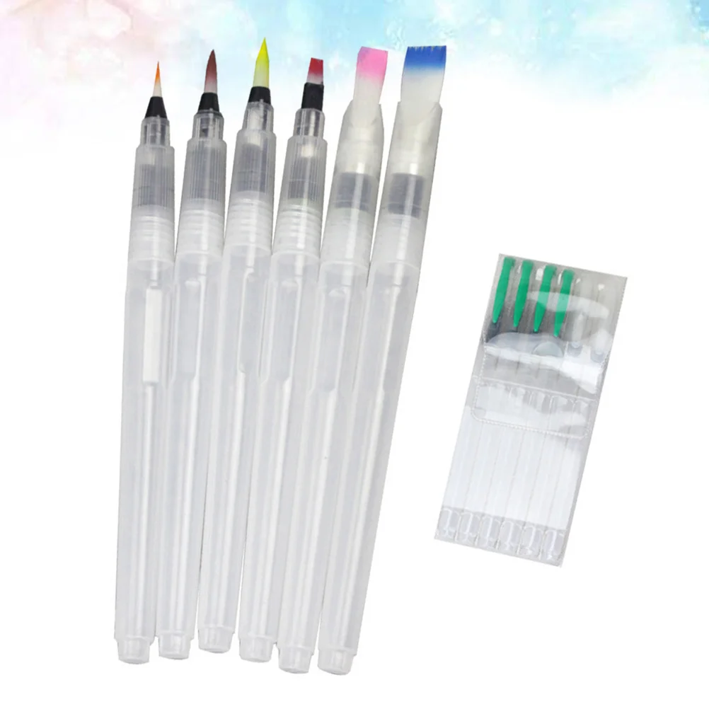 

6pcs Water Storage Paint Brush Pens Set Premium Watercolor Brush For Easy Refill No Leak Art Painting Professional Home Use Gift