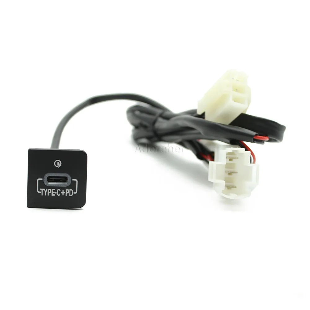 Red LED Car Charger Type C PD Quick Charge Auto Phone Charging Adapter Button Fit For VW Golf 6 Jetta 5 MK5 view 5