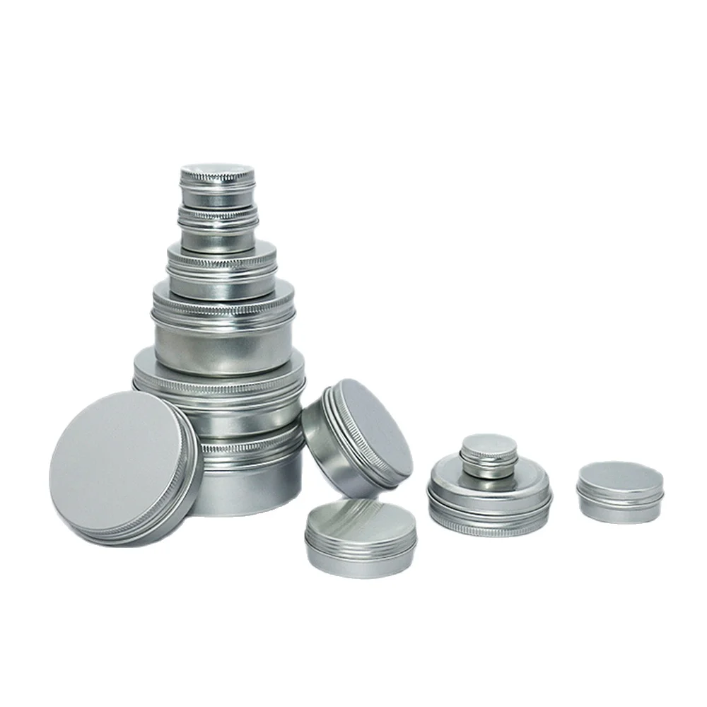 

100Pcs 1 Oz 2 Oz Metal Round Aluminum Tin Containers with Screw Lid for Salve Spices Candle Cosmetics 5g 10g 15g 20g 30g 40g 60g