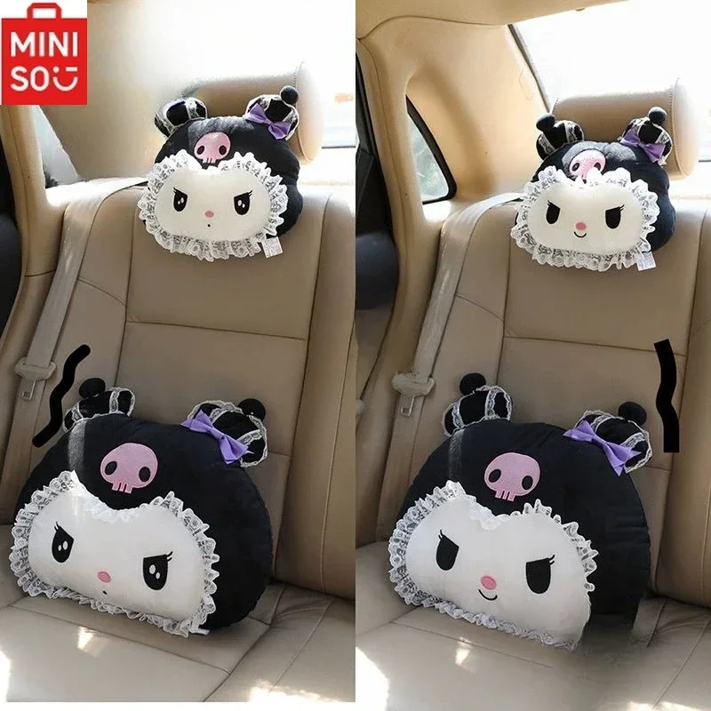 

MINISO Sanrio Kuromi Little Devil Car Cartoon Plush Neck Pillow Waist Support Cute Lace Pillow Car Interior Decoration Ornaments