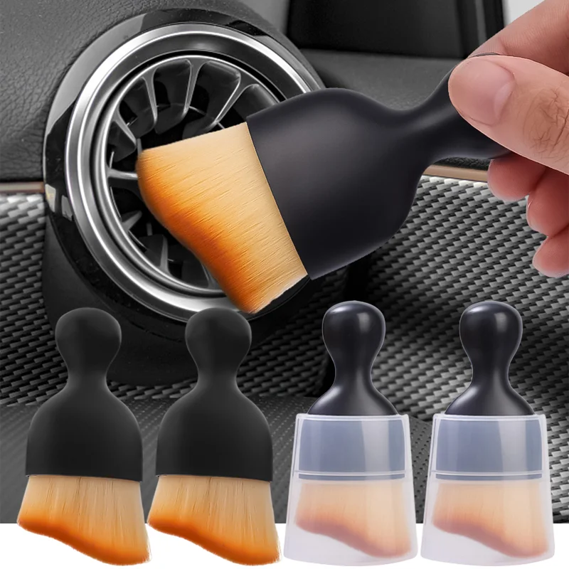 

1/2pcs Car Curved Detail Brush with Dust CapAC Vent Cleaning Soft BrushCar Crevice Dusting BrushCar Interior Cleaning Tools