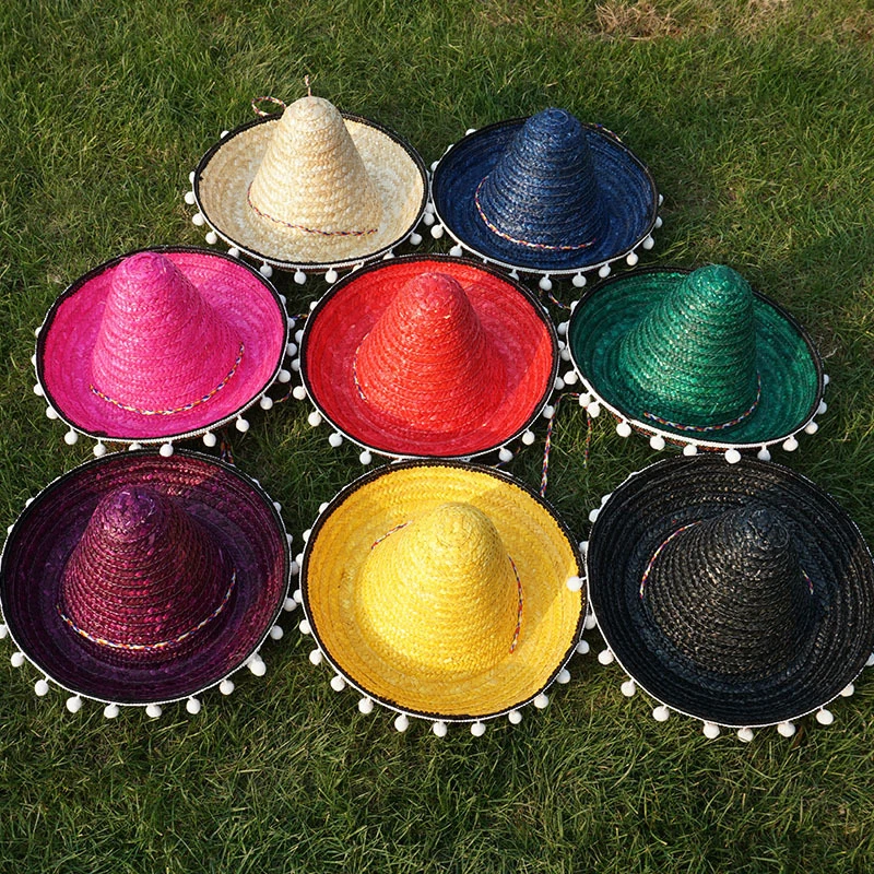 

Mexican Mini Small Hat Colorful Wide Brim Straw Hats Summer Outdoor Sun Hat Sombrero Kids Halloween Carnival Party Funny Hats