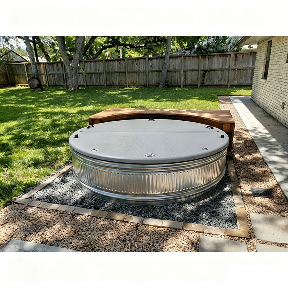 Custom portable round inflatable pvc drop stitch pool cover - large insulated outdoor water storage pool for home use