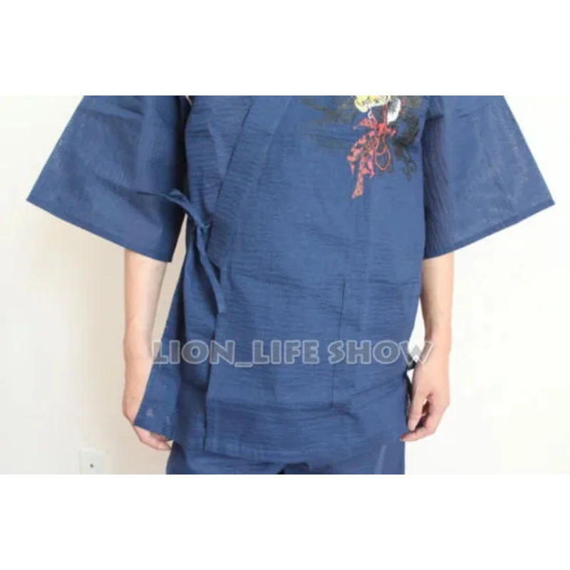 20151123 summer Men Japanese Jinbei Kimono Carp Short Sleeve Pants Sleepwear Pajama Homewear