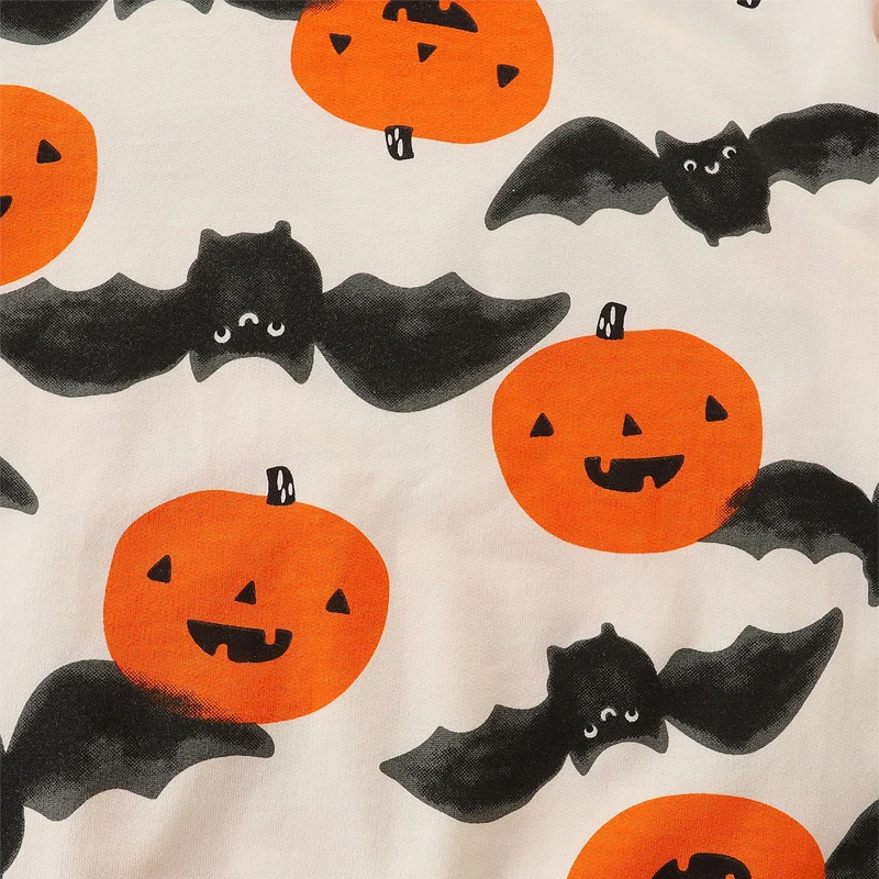 リトルメイブン 2025 ボーイズトップ服子供用ハロウィンカボチャコウモリスウェットシャツ服パーカー子供服