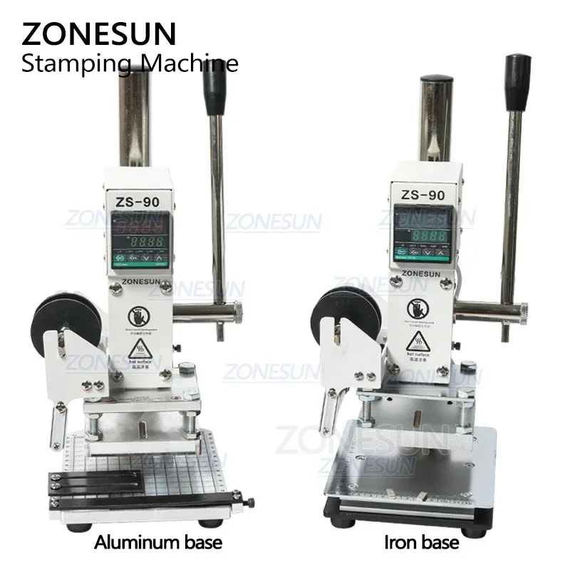 Imagem -02 - Zonesun Zs-90 Quente Máquina da Imprensa de Carimbo Manual Bronzeamento Embosser para Pvc Cartão de Couro Papel Madeira Imprensa Trainer Ferro Marca