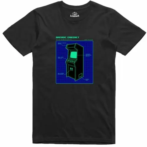 Arcade Cabinet Mens T Shirt Instruction Design 70's 80's 90's Retro Gamer Tee 1