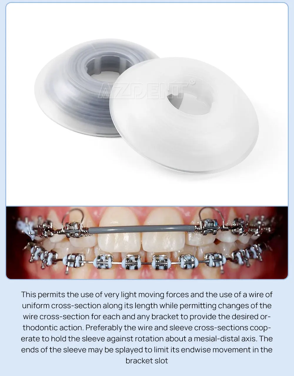 5 m/Rolle AZDENT Dental Kieferorthopädischer elastischer Bogen Drahthülsenschlauch Kunststoffkanüle ID 0,037 Zoll Zahnmedizinmaterial für Zahnärzte – Detail 3