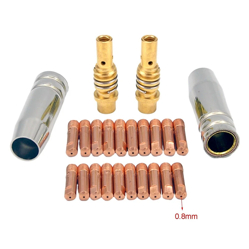 24PCS MIG Welding Torch Kit 0.6/0.8/0.9/1.0/1.2mm MB15 15AK Contact Tip Nozzle Diffuser Welding Soldering Supplies