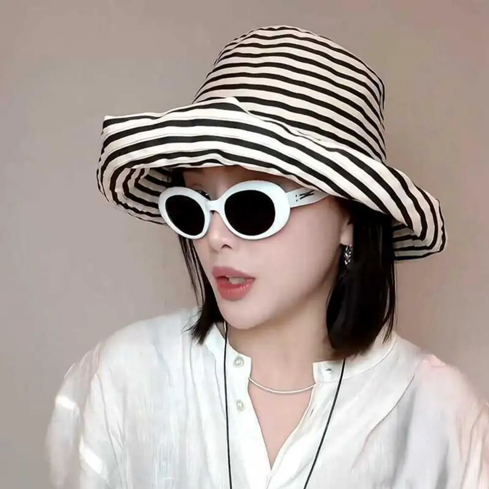 

Women Sun Hat Women’s Striped Sun Hat Wide Brim Uv Protection Beach Hat Lightweight Breathable Summer Basin Versatile Outdoor