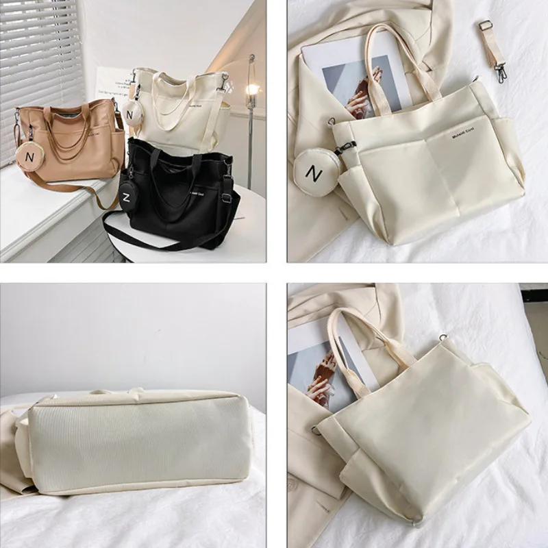 Fashionable Large Capacity Tote Bag Oxford Cloth Waterproof One Shoulder Simple Multi Functional Crossbody Bag Handbags