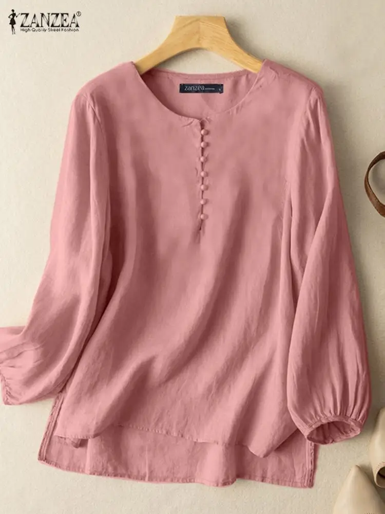 ZANZEA 2024 Summer Women Tops and Blouses Long Sleeve Shirts Casual Loose Elegant Fashion Ladies Solid Color Blusas Femininas