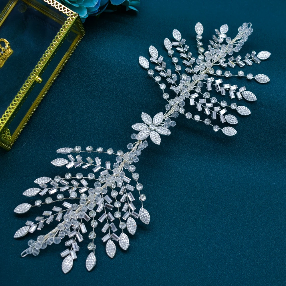 DZ084 Rhinestone Bridal Headpiece Party Hairband Fairy Tiaras Boho Wedding Hair Jewelry Hair Accessories for Women and Girls