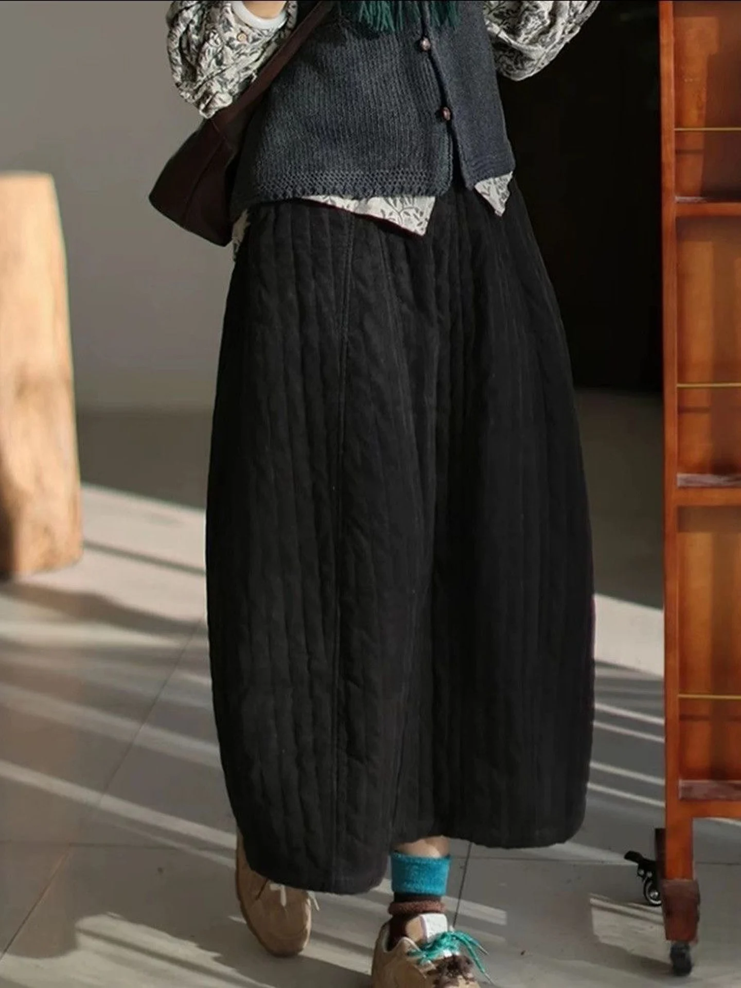 Thickened Cotton Half Skirt Women's Loose Fluffy Autumn Winter New Style High Waist A-Line Skirt Korean Style Commute Warmth