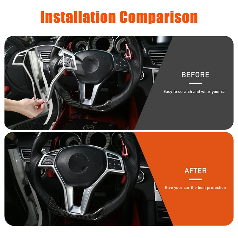 For Mercedes Benz A B C E GlA GLK Class W176 W246 W204 W207 W218 W212 Car Steering Wheel Decorative Frame Trim  Accessories