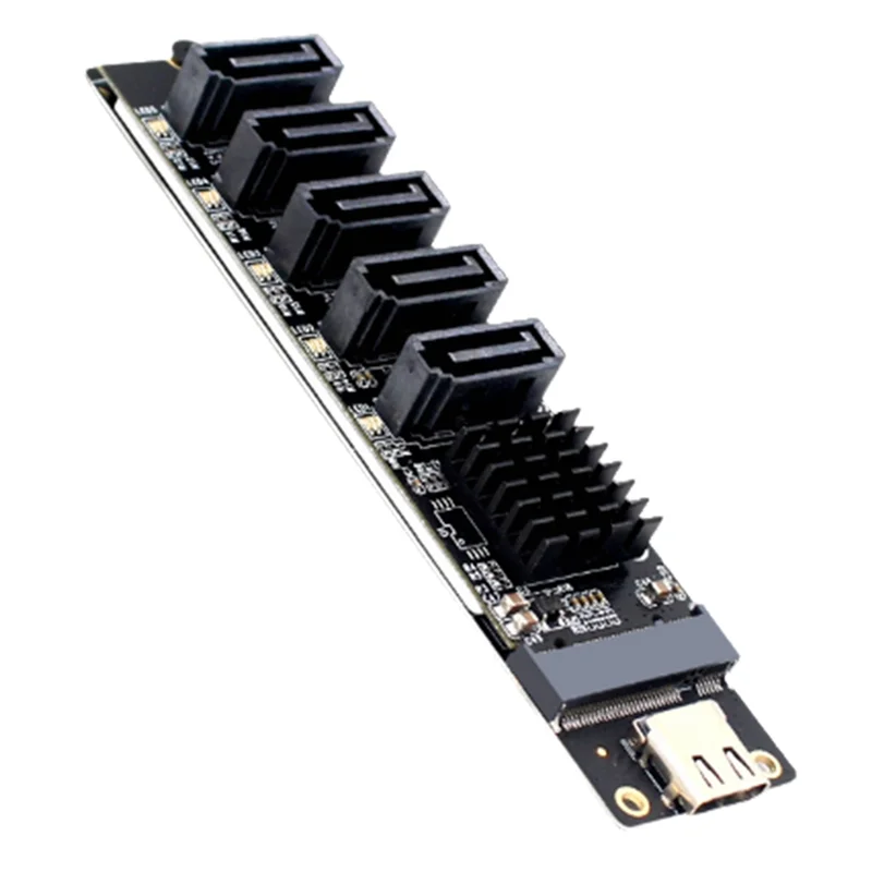 New--Adapter Card TYPE-C To SATA To 5-Port SATA3 6Gbps USB10G Expansion Adapter Card JM575+JMS580