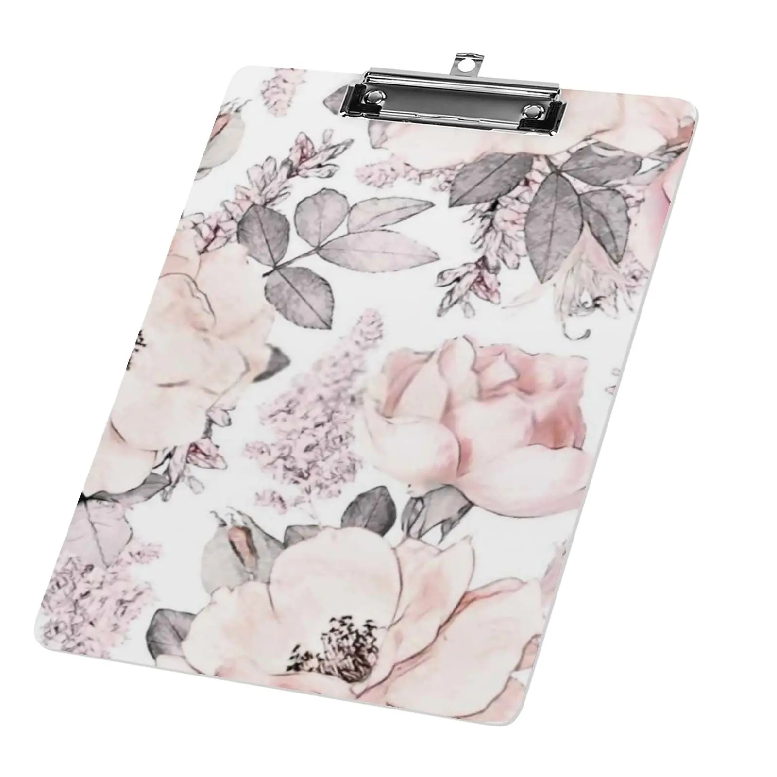 Plastic Clipboard A4 Size Leaves Acrylic Clipboards for Student Teacher School Classroom Office Profile Metal Clip Hanging Hole