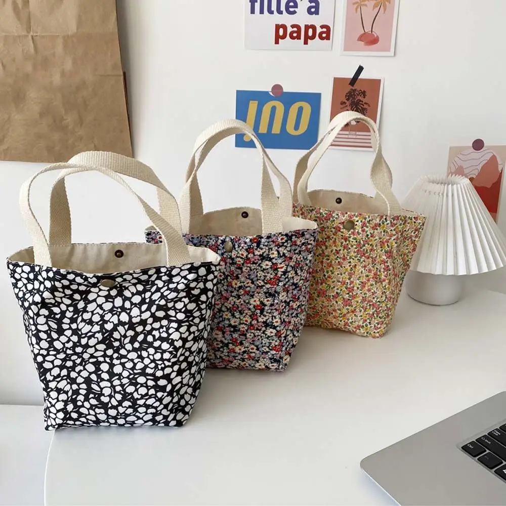 

Summer new country style floral element canvas bag fresh hundred small cloth bag casual handbag picnic lunch bag