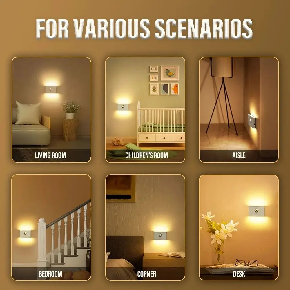 2700K Type C Charge Mini Lamp Motion Sensor Wireless Night Light Smart LED Corridor Bedroom Toilet Wall Light