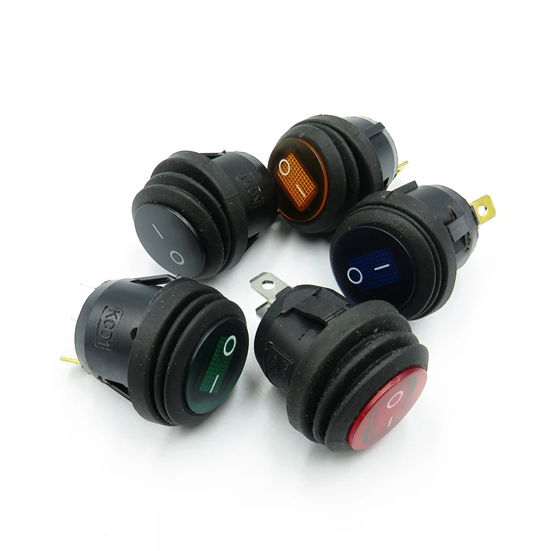 5PCS/LOT KCD1 Waterproof ship type circular switch 2/3PIN/ON-OFF Power switch accessories with lights 20mm 6A250V