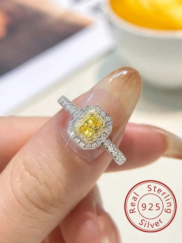 

925 Sterling Silve Fashion Delicate Sweet Square Zircon Ring For Women Anniversary Luxury Personalized High Quality Fine Jewelry