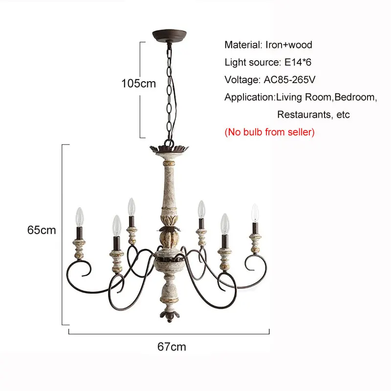 Retro American Rural Wood Art Chandelier Bedroom Kitchen Dining Room Study Decoration Pendant Lamp Creative French Cafe Lamp