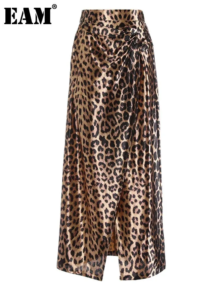 

[EAM] High Waist Leopard Print Irregular Slit Elegant Party Half-body Skirt Women Fashion Tide New Spring Autumn 2024 1DH5425