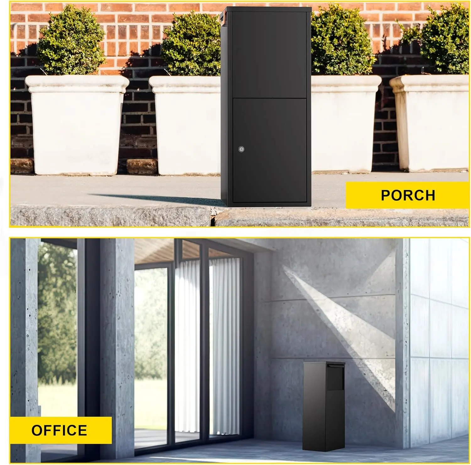 Parcel Drop Boxes for Outside, 15.24" x 11.42" x 35.47" Cold-Rolled Sheet Package Delivery Boxes, Anti-Theft Lockable Par