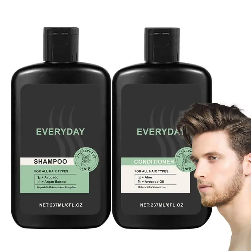 Men Hair Care Kit Hair Root Repair Shampoo Conditioner Set Nourish Improve Damaged Frizz Hair Soft Flowing Hair Care