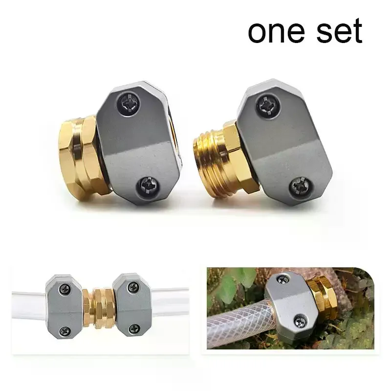 Zinc Aluminum 5/8-3/4 Inch Garden Hose Connector Water Pipe Repairer Male Female Connector Set With Sealing Rings