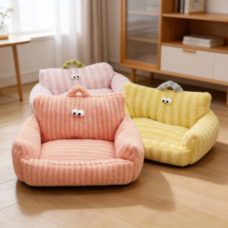 Autumn and Winter Dog Nests Warm Striped Cat Nests Pet Nests Mat Daily Use