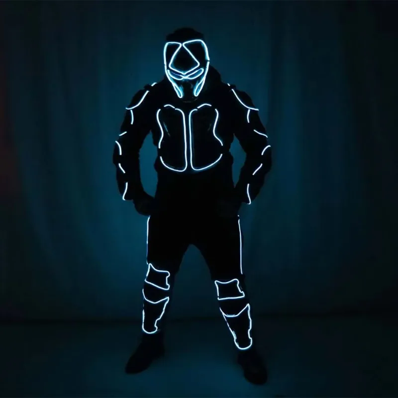 Red Battle Suit LED Costumes Clothes Bar Nightclub DJ Lights Luminous Stage Dance Performance