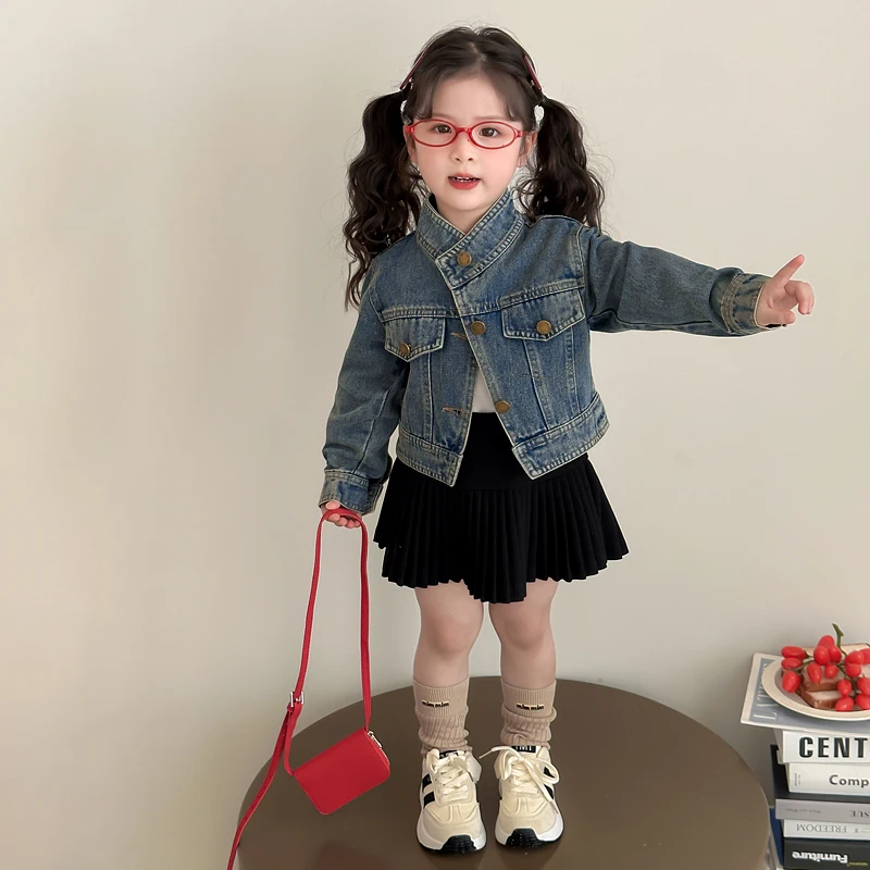 

Baby Girl Denim Jacket New 2-8 Year old Long Sleeved Kids Jacket Casual Fashionable Children's Clothing RM56